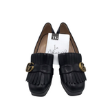 GUCCI MARMONT LEATHER FRINGE PLATFORM PUMPS LUXE SHOES BLACK 37