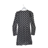 DOTS LONG SLEEVE MOCK WRAP DESIGNER DRESS BLACK CREAM MEDIUM