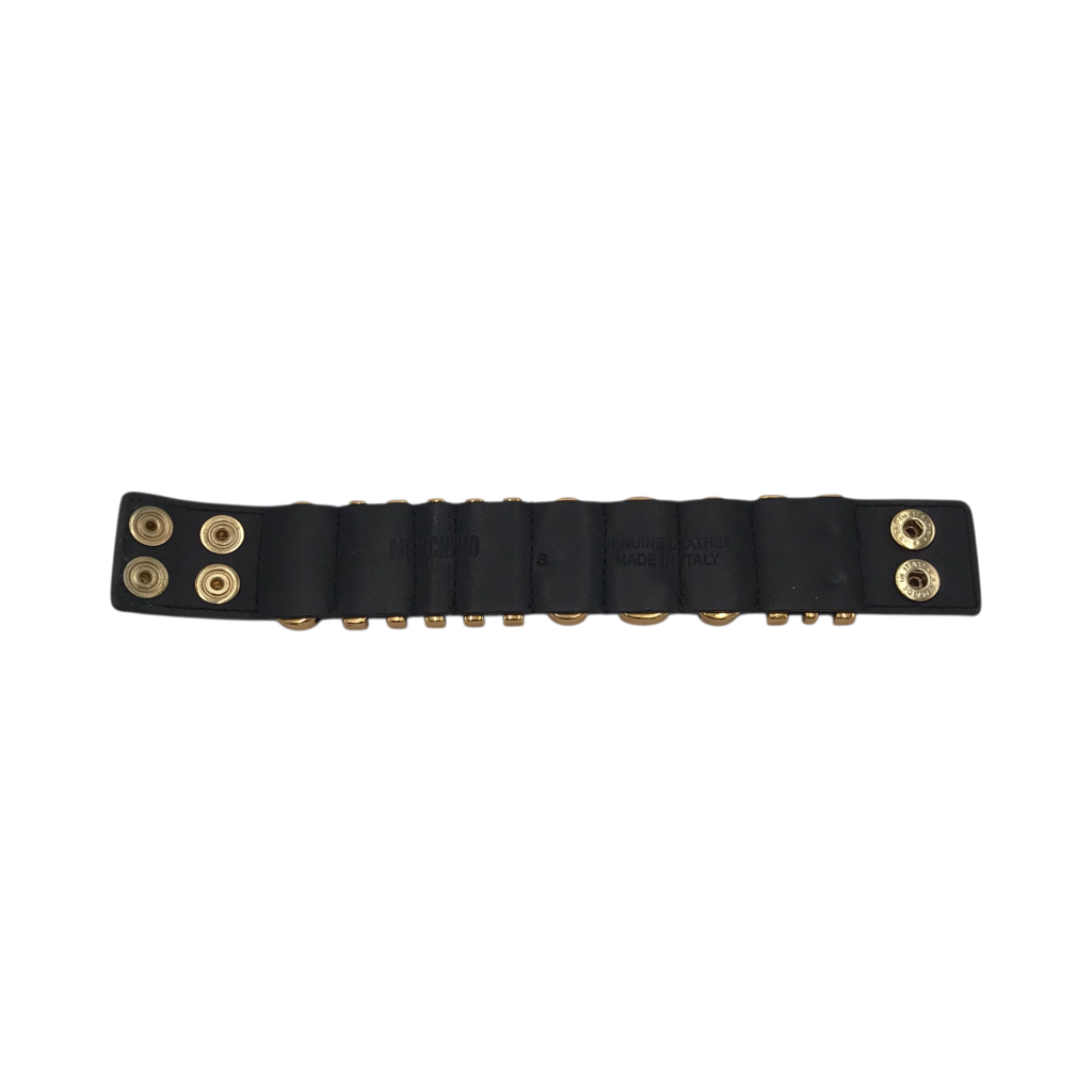 MOSCHINO LEATHER BRACELET LUXE JEWELRY BLACK