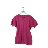 LAFAYETTE 148 LINEN SHORT SLEEVE DESIGNER SWEATER PINK P
