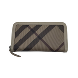 BURBERRY SMOKED CHECK PVC ZIP AROUND LUXE WALLET GREY