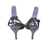 VINCE CAMUTO HEEL STRAPPY SHOES SILVER 9.5M