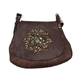 CAMPOMAGGI RET$600 CROSSBODY STUDS HANDBAG BROWN