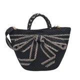 ERIC JAVITS "GRAN ANTOINETTE" STRAW TOTE HANDBAG BLACK WHITE