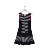 JOSEPH RIBKOFF CHEVRON SLEEVELESS DESIGNER DRESS BLACK WHITE 4
