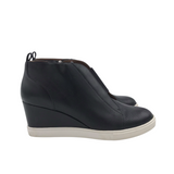 LINEA PAOLO RET$140 LEATHER WEDGE BOOTIE SHOES BLACK 10