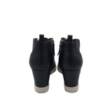 LINEA PAOLO RET$140 LEATHER WEDGE BOOTIE SHOES BLACK 10