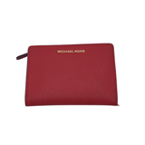 MICHAEL KORS LEATHER ZIP BIFOLD WALLET RED