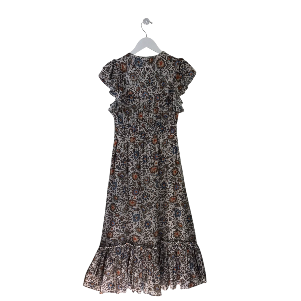VERONICA BEARD NWT$548 RUFFLE SHORT SLEEVE DESIGNER DRESS WHITE BROWN 00
