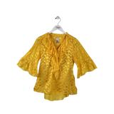 DIANE VON FURSTENBERG RUFFLE SHORT SLEEVE DESIGNER TOP YELLOW 4