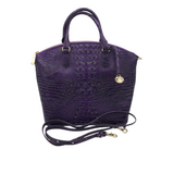 BRAHMIN RET$415 CROC EMBOSSED SATCHEL HANDBAG PURPLE