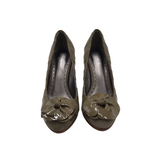 COACH RET$210 STRIPED SUEDE PUMP SHOES TAUPE 6