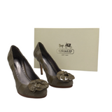 COACH RET$210 STRIPED SUEDE PUMP SHOES TAUPE 6