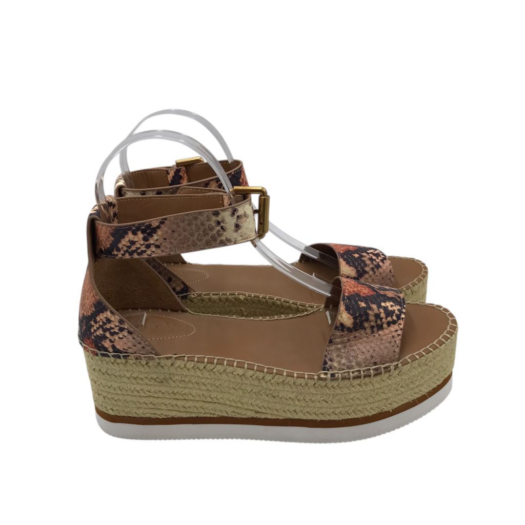 SEE BY CHLOE ESPADRILLE SANDAL SHOES BLACK PEACH 9