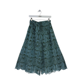 NWT$490 WIDE LEG DESIGNER PANT GREEN BLUE SMALL