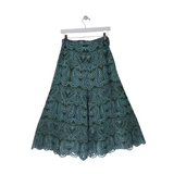 NWT$490 WIDE LEG DESIGNER PANT GREEN BLUE SMALL