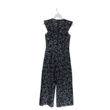 EMBROIDERED CAP SLEEVE DESIGNER JUMPSUIT BLACK WHITE 0