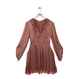 RUFFLE LONG SLEEVE DESIGNER DRESS PINK 2
