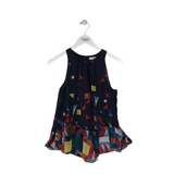 JOIE SLEEVELESS DESIGNER TOP NAVY RED XS