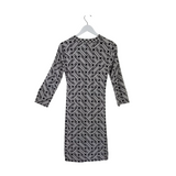 ANNE KLEIN NWT$99 PRINT MOCK WRAP LONG SLEEVE DRESS WHITE BLACK 10
