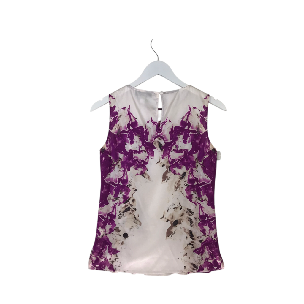 ST JOHN SLEEVELESS DESIGNER TOP PURPLE WHITE P