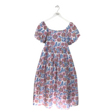 SHORT SLEEVE MAXI DESIGNER DRESS PINK BLUE SMALL