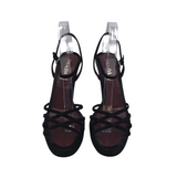 PRADA STRAPPY HEEL DESIGNER SHOES BLACK 39