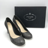 PRADA STUDDED ACCENT PUMPS DESIGNER SHOES GREY 39