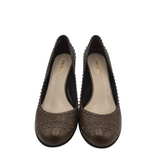 PRADA STUDDED ACCENT PUMPS DESIGNER SHOES BROWN 39