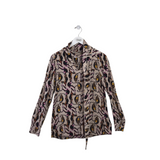 DOROTHEE SCHUMACHER PRIINT LONG SLEEVE NECK TIE DESIGNER BLOUSE BEIGE BLACK 1