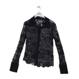 LACE LONG SLEEVE DESIGNER BLOUSE BLACK MEDIUM