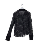 LACE LONG SLEEVE DESIGNER BLOUSE BLACK MEDIUM