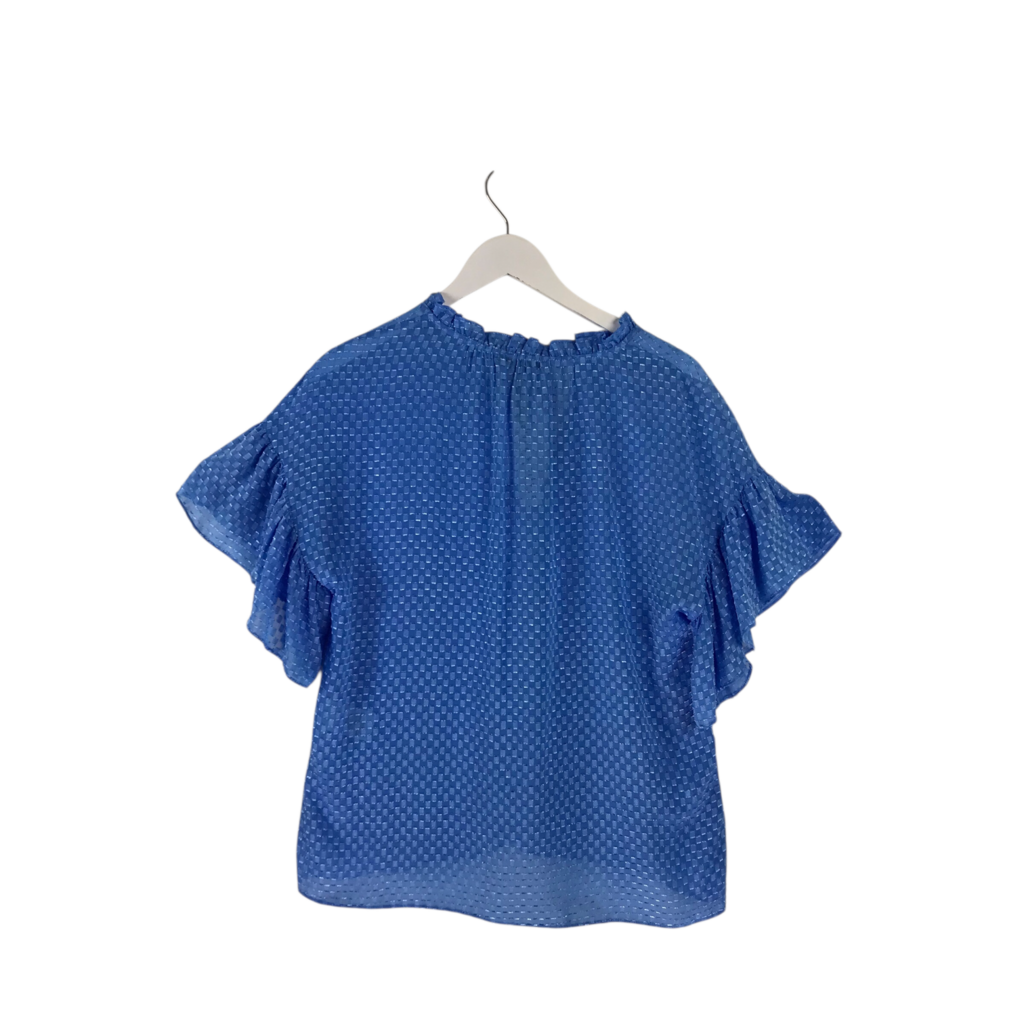 ALICE + OLIVIA NWT$265 FLARE SLEEVE DESIGNER TOP BLUE SMALL