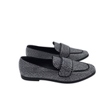 JEFFREY CAMPBELL RHINESTONES LOAFER SHOES SILVER BLACK 5.5