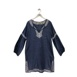 LONG SLEEVE DRESS BLUE WHITE LARGE