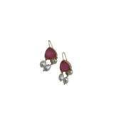 JULIE VOS DANGLE EARRINGS GOLDTONE PINK
