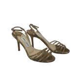 JIMMY CHOO SLINGBACK ANIMAL PRINT DESIGNER SHOES BEIGE 35