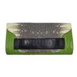 ADRIANA CASTRO PYTHON CLUTCH HANDBAG GREEN CREAM