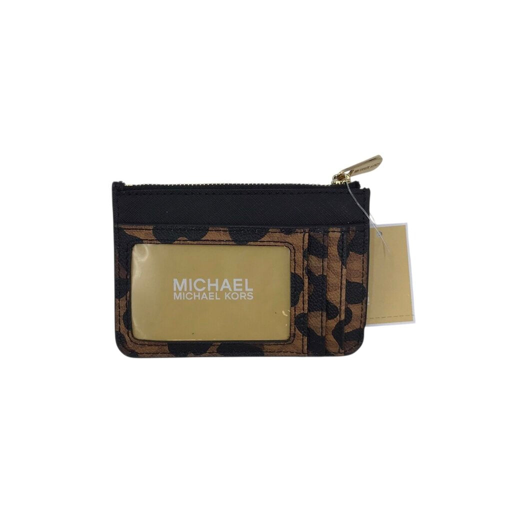 MICHAEL KORS NWT$118 ZIP CARDHOLDER WALLET WHITE BROWN