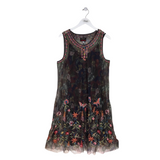 JOHNNY WAS 2PC SLIP/MAXI DESIGNER DRESS OLIVE PINK LARGE