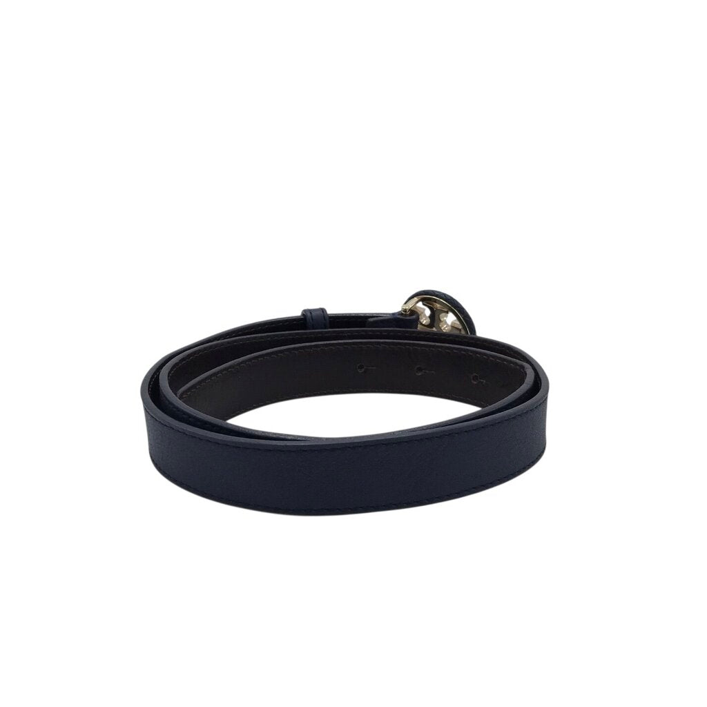 TORY BURCH LEATHER LOGO BELT WOMEN'S ACCESSORIES NAVY XSMALL