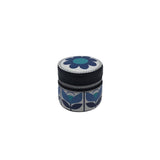 BRIGHTON RET$80 ROUND LEATHER BOX WOMEN'S ACCESSORIES BLUE WHITE