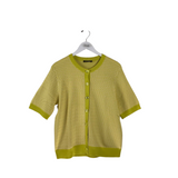 ST JOHN SHORT SLEEVE DESIGNER CARDIGAN YELLOW CREAM LARGE