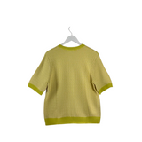 ST JOHN SHORT SLEEVE DESIGNER CARDIGAN YELLOW CREAM LARGE