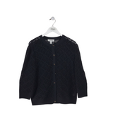 ST JOHN 3/4 SLEEVE DESIGNER CARDIGAN BLACK LARGE