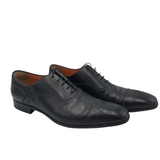SANTONI LEATHER LACE UP OXFORD MEN SHOE BLACK 11.5