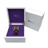 BLUM LUX RET$380 LEATHER STRAP CRYSTALS WATCH BROWN GOLD