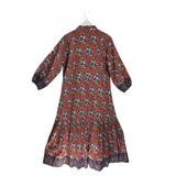 VICTORIA DUNN PRINT MAXI 3/4 SLEEVE DESIGNER DRESS RUST NAVY SMALL