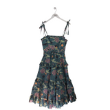 ULLA JOHNSON RET$425 PRINT SLEEVELESS TIERED MIDI DESIGNER DRESS TEAL 4