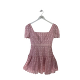 SELF-PORTRAIT LACE SHORT SLEEVE MINI DESIGNER DRESS PINK 4